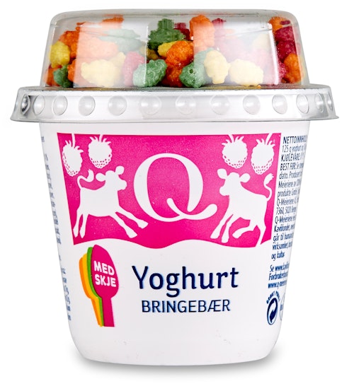 Bilde: © Q-meieriene / Kolonial.no Q-meieriene Q Barneyoghurt Bringebær 135 g