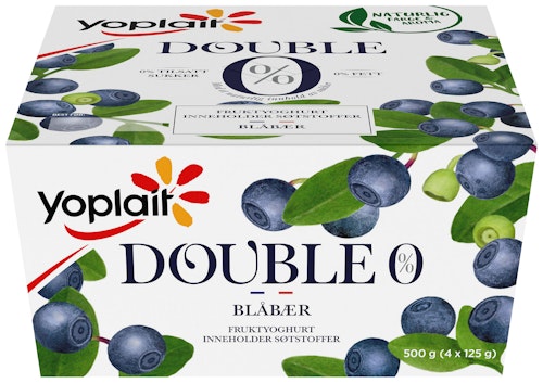 Bilde: © Yoplait / Kolonial.no Yoplait Yoplait 00% Blåbær, 4x124g, 500 g