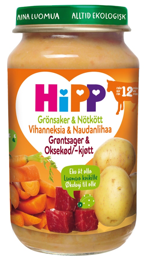 Bilde: © Hipp / Kolonial.no Hipp Grønnsaker & Oksekjøtt Fra 12 mnd, 190 g