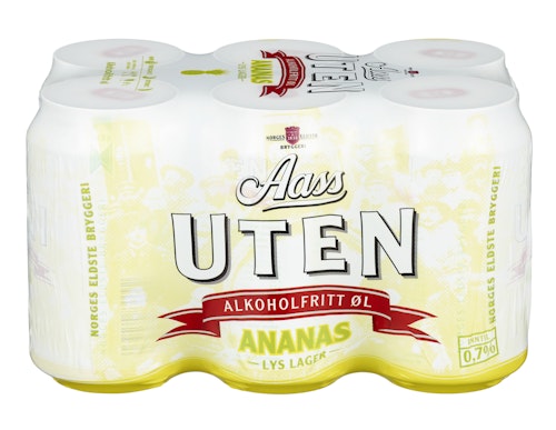 Bilde: © Aass Bryggeri / Kolonial.no Aass Bryggeri UTEN Fruktøl Ananas 6 x 0,33l, 1,98 l