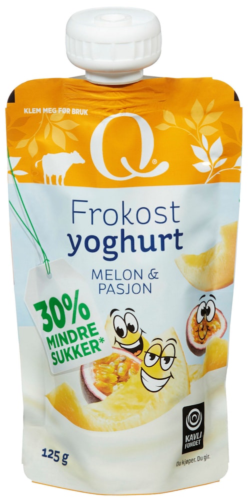Bilde: © Q-meieriene / Kolonial.no Q-meieriene Q Frokostyoghurt Melon & Pasjonsfrukt 125 g