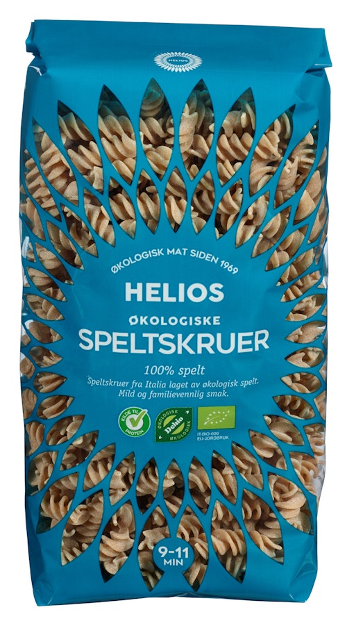 Bilde: © Helios / Kolonial.no Helios Pasta Speltskruer Økologisk, 500 g