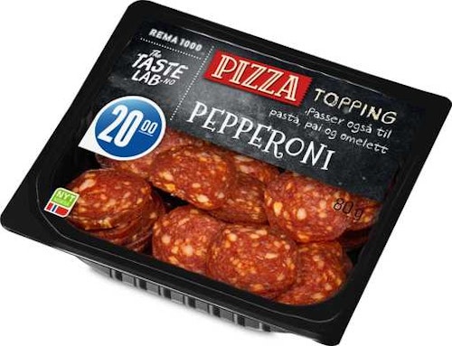 Bilde: © REMA 1000 / Kolonial.no REMA 1000 Pepperoni Topping Taste Lab, 80 g