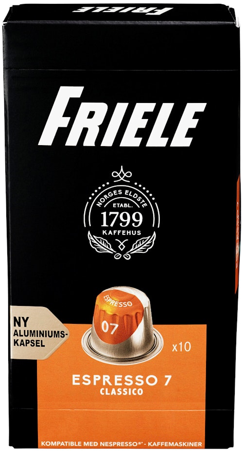 Bilde: © Friele / Kolonial.no Friele Friele Espresso 7 Kapsler, 10 stk