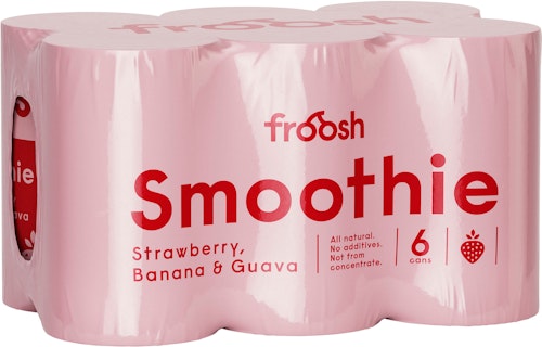 Bilde: © Froosh / Kolonial.no Froosh Smoothie Jordbær, Banan & Guava 6 x 150ml, 900 ml