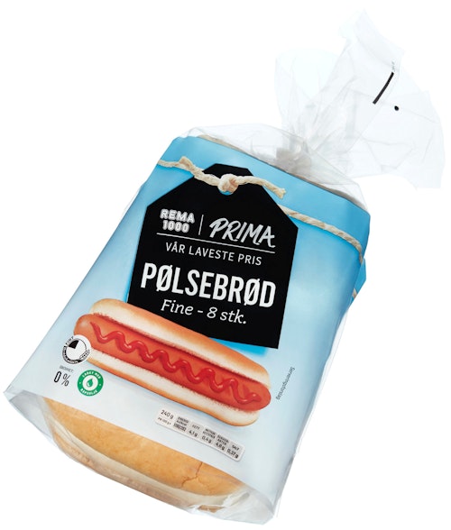 Bilde: © REMA 1000 / Kolonial.no REMA 1000 Pølsebrød 8 stk, 1 stk