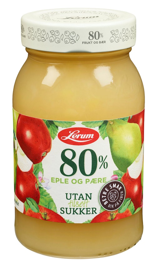 Bilde: © Lerum / Kolonial.no Lerum Eple & Pæresyltetøy Uten Tilsatt Sukker, 330 g