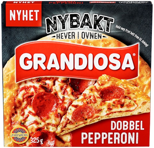 Bilde: © Grandiosa / Kolonial.no Grandiosa Grandiosa Nybakt Dobbel Pepperoni Pizza 325 g