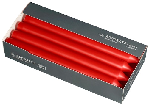 Kronelys Rød 24 cm, 10 stk