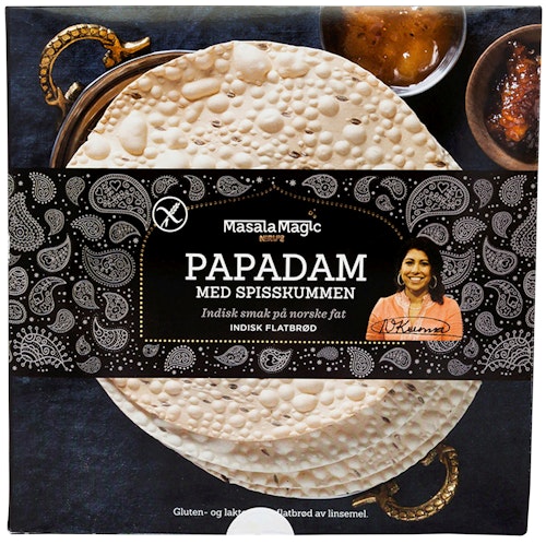 Bilde: © MasalaMagic / Kolonial.no MasalaMagic Papadam med Spisskummen 125 g