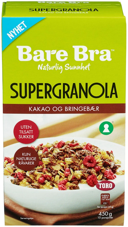 Bilde: © Bare Bra / Kolonial.no Bare Bra Supergranola Kakao & Bær 450 g