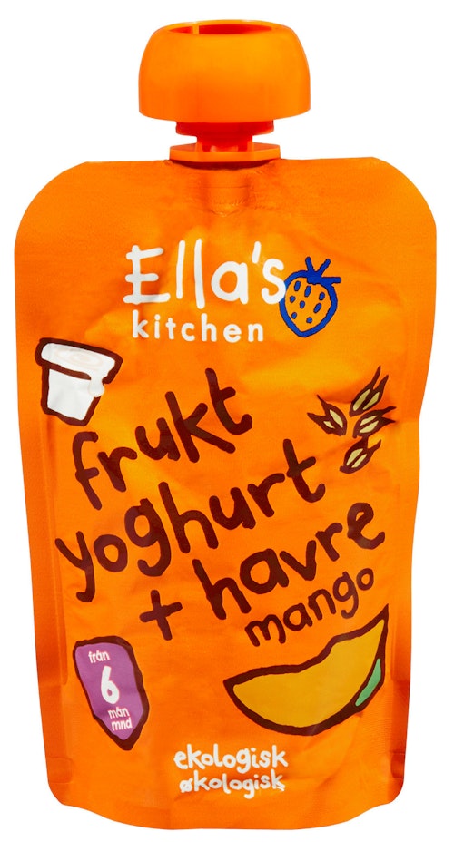Bilde: © Ella's Kitchen / Oda Ella's Kitchen Frukt Yoghurt + Havre Mango Fra 6 mnd