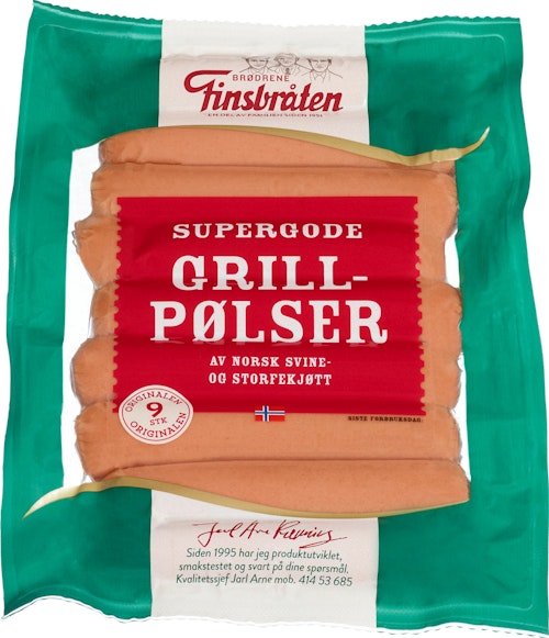 Bilde: © Finsbråten / Kolonial.no Finsbråten Grillpølse 495 g