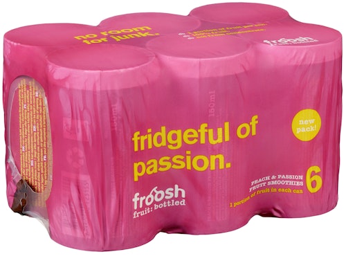 Bilde: © Froosh / Kolonial.no Froosh Smoothie Fersken & Pasjonsfrukt 6 x 150ml, 900 ml