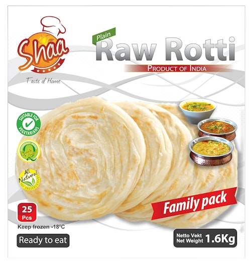Rå Rotti brød 25 stk, 1,6 kg