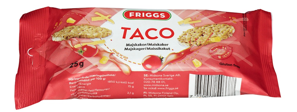 Friggs Maiskaker Snackpack Taco Glutenfri