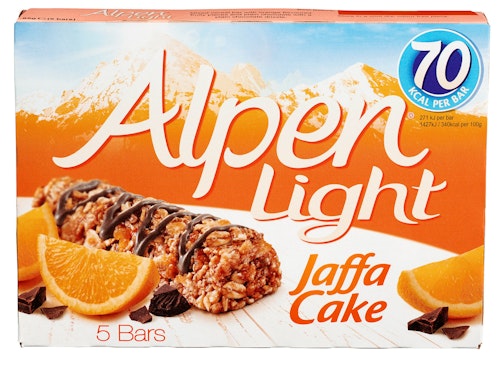 Bilde: © Alpen / Kolonial.no Alpen Alpen Bars Light Jaffacake, 5 stk, 95 g