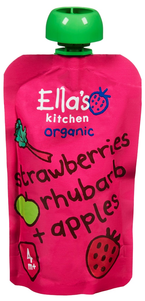 Bilde: © Ella's Kitchen / Kolonial.no Ella's Kitchen Jordbær Rabarbra + Eple Fra 4 mnd, 120 g