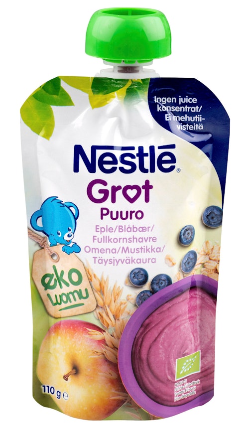 Bilde: © Nestlé / Kolonial.no Nestlé Grøt Eple Blåbæsmoothie Økologisk, 110 g