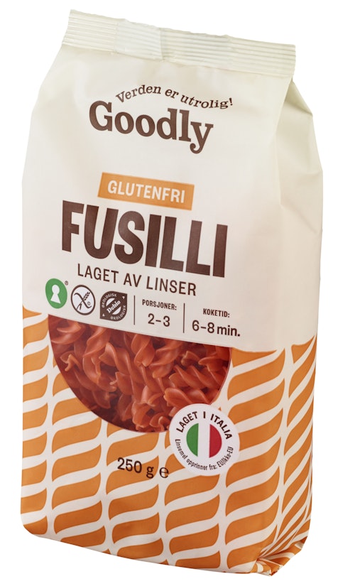 Bilde: © Goodly / Oda Goodly Goodly Linsepasta Fusilli Økologisk Glutenfri