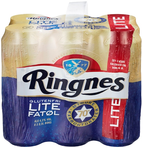 Bilde: © Ringnes / Kolonial.no Ringnes Ringnes Lite Fatøl Glutenfri 6x0.5l, 3 l