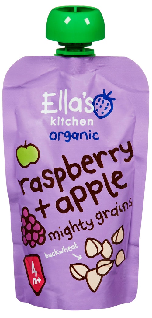 Bilde: © Ella's Kitchen / Kolonial.no Ella's Kitchen Bringebær Eple + Bokhvete Fra 4 mnd, 120 g