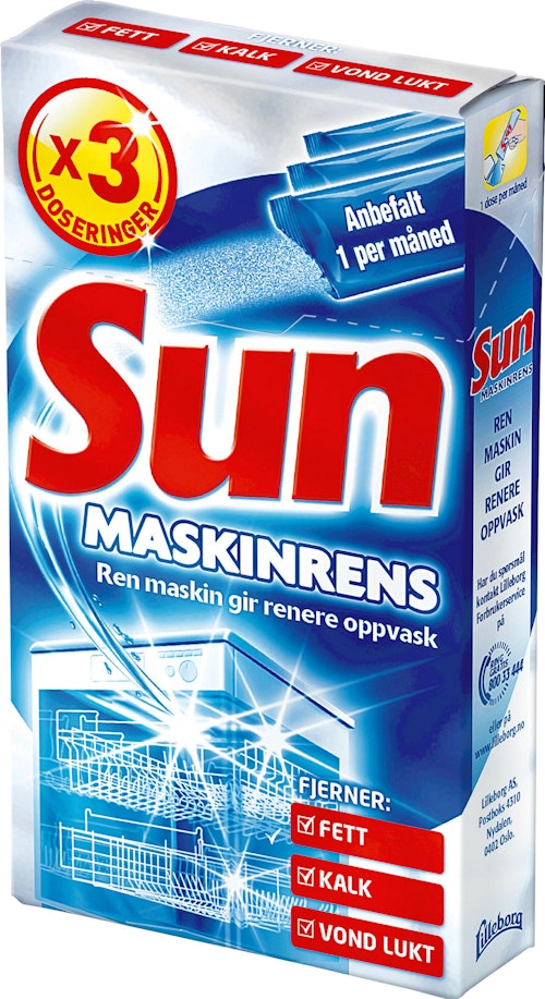 Bilde: © Sun / Kolonial.no Sun Maskinrens 3 stk, 120 g