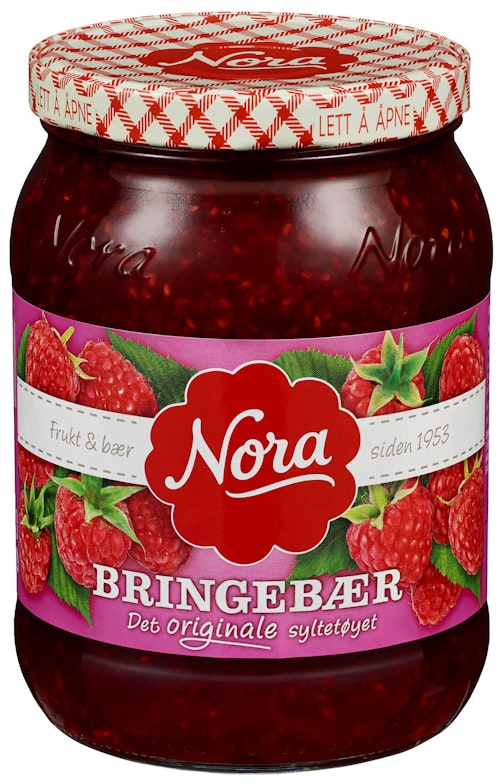 Bilde: © Nora / Kolonial.no Nora Bringebærsyltetøy Originale 800 g