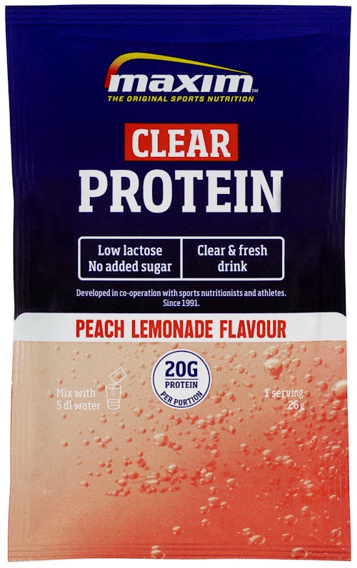 Bilde: © Maxim / Kolonial.no Maxim Maxim Clear Protein Peach 26 g