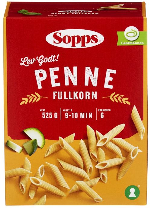 Bilde: © Sopps / Kolonial.no Sopps Penne Fullkorn 525 g