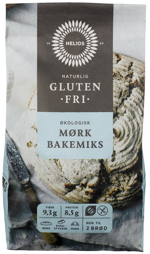 Bilde: © Helios / Kolonial.no Helios Økologisk Mørk Bakemiks Glutenfri, 600 g