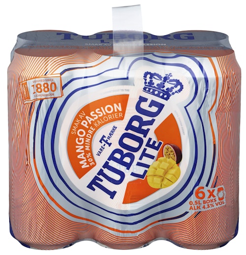 Bilde: © Tuborg / Oda Tuborg Tuborg LITE Mango & Passion 6 x 0,5l, 3 l