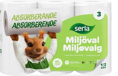 Bilde: © Serla / Kolonial.no Serla Miljøvalg Tørkerull 3 stk
