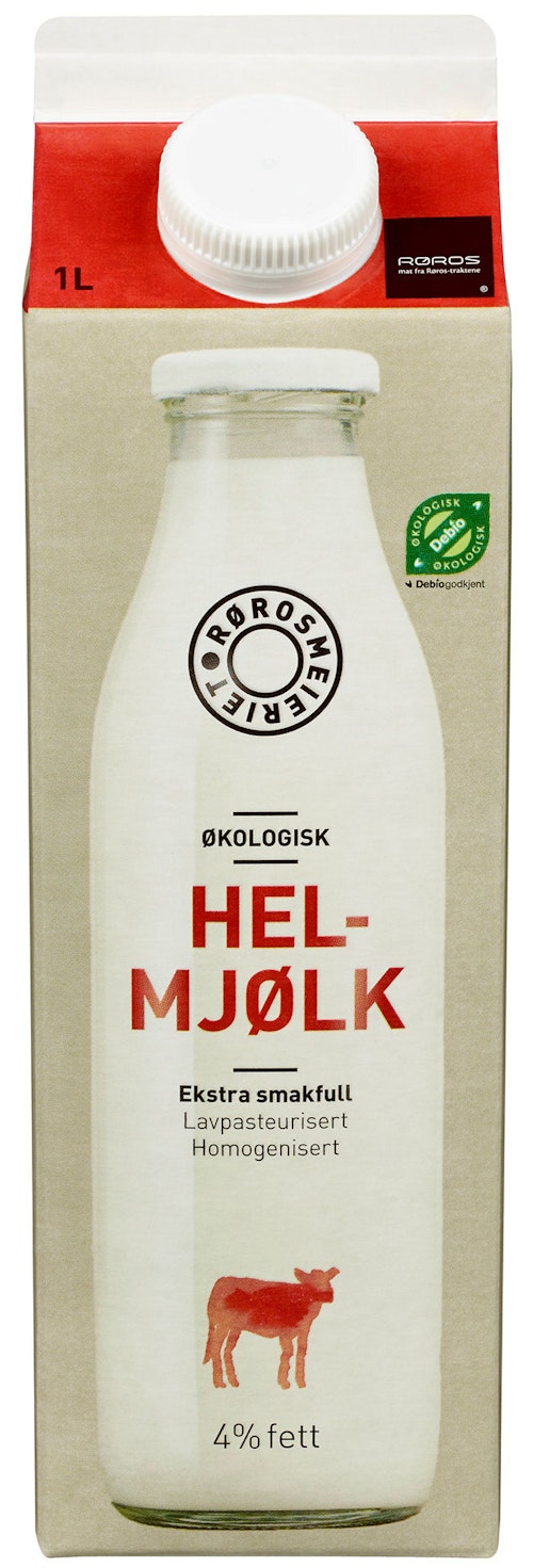 Bilde: © Rørosmeieriet / Kolonial.no Rørosmeieriet Rørosmjølk Hel Økologisk 4,0% Fett, 1 l