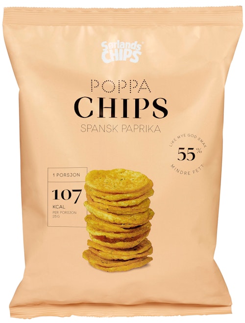 Bilde: © Sørlandschips / Kolonial.no Sørlandschips Poppa Spansk Paprika 75 g