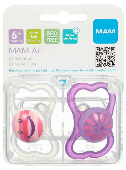 Bilde: © MAM / Kolonial.no MAM Narresmokk air Tilfeldig farge, 6mnd+ silk 2stk, 2 stk
