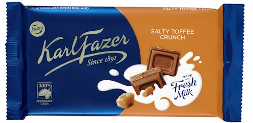 Bilde: © Fazer / Kolonial.no Fazer Salty Toffee Melkesjokoladeplate 145 g