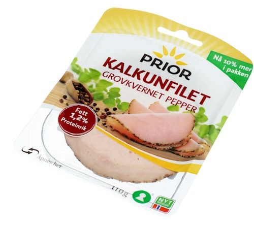 Bilde: © Prior / Kolonial.no Prior Kalkunfilet Med Grovkvernet Pepper 110 g