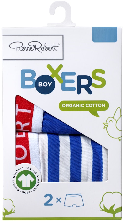 Bilde: © Pierre Robert / Oda Pierre Robert Cotton Boxer Kids Boy Stripe, str. 122-128, 2 stk