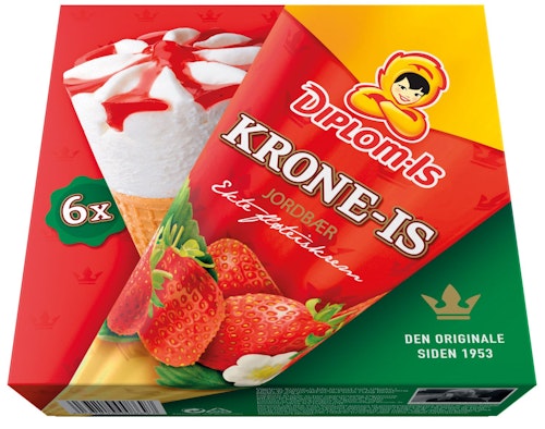 Bilde: © Diplom-Is / Kolonial.no Diplom-Is Krone-Is Jordbær 6 stk