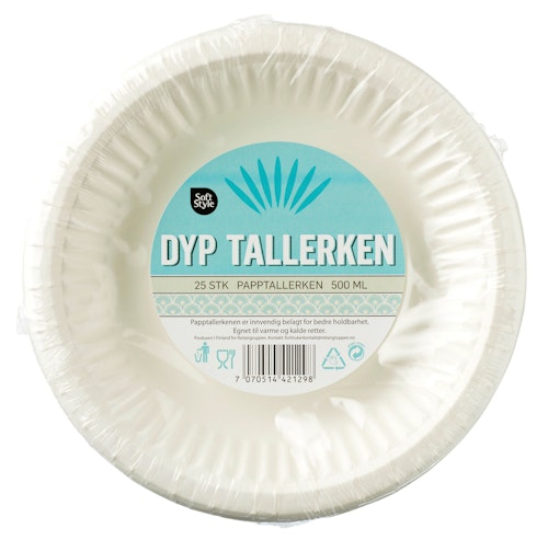 Papptallerken Dyp 19 cm