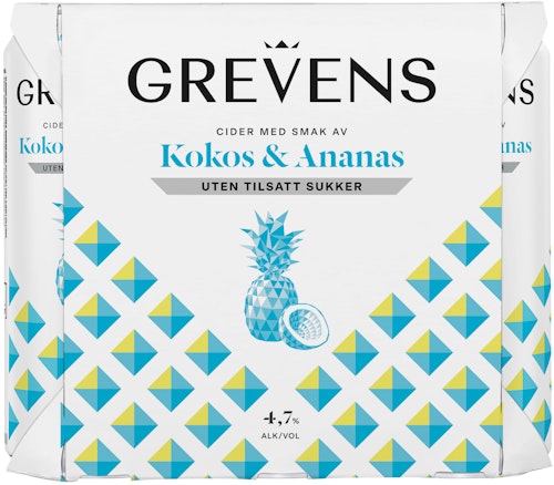 Bilde: © Grevens / Oda Grevens Grevens Kokos og Ananas Uten Tilsatt Sukker 6 x 0,5l, 3 l