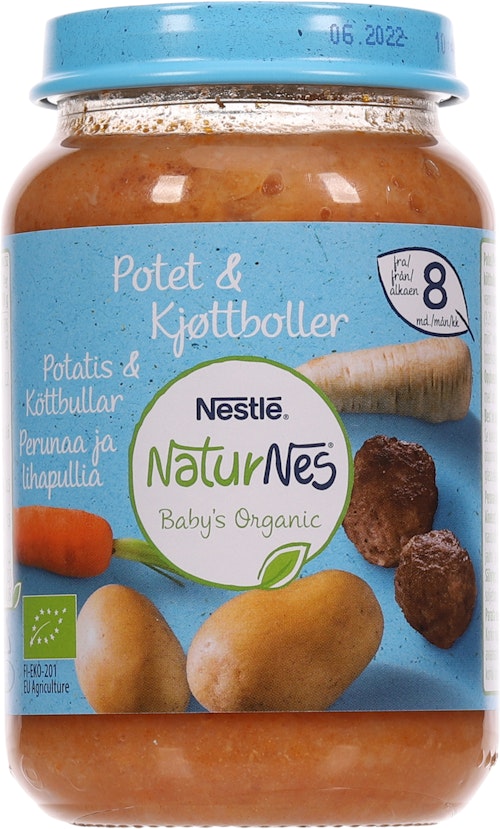 Bilde: © Nestlé / Oda Nestlé NaturNes Potetmos & Kjøttkaker Fra 8 mnd