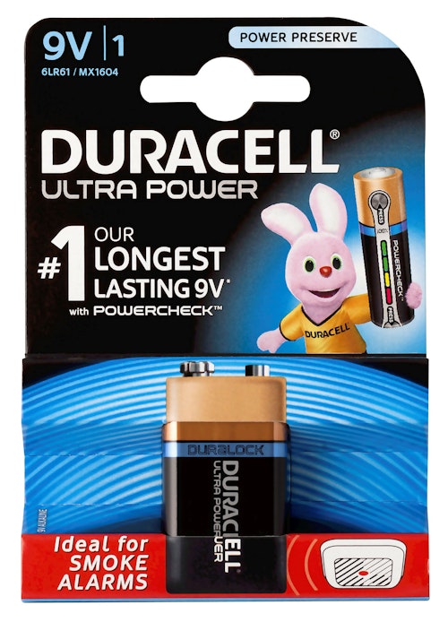 Bilde: © Duracell / Oda Duracell Duracell Batteri Ultra Power 9V, 1 stk