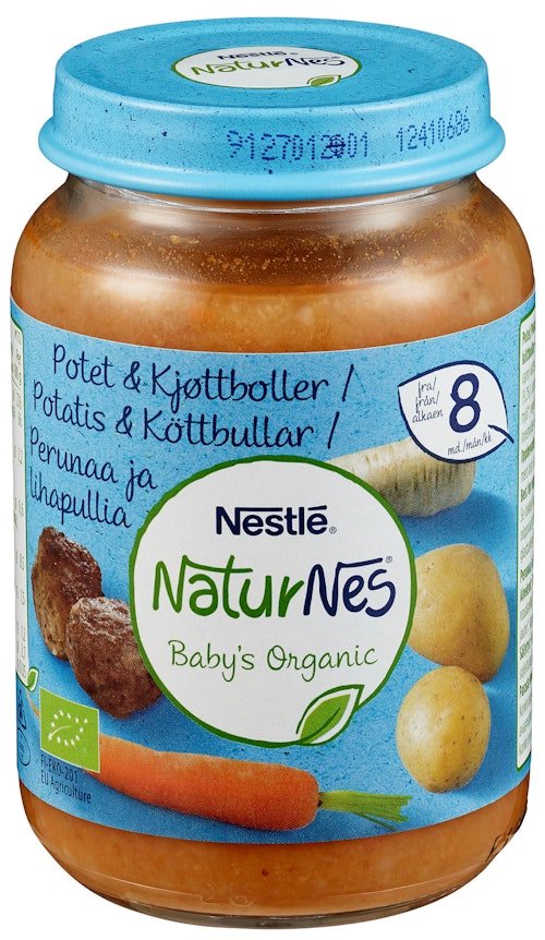 Bilde: © Nestlé / Kolonial.no Nestlé NaturNes Potetmos & Kjøttkaker Fra 8 mnd, 190 g