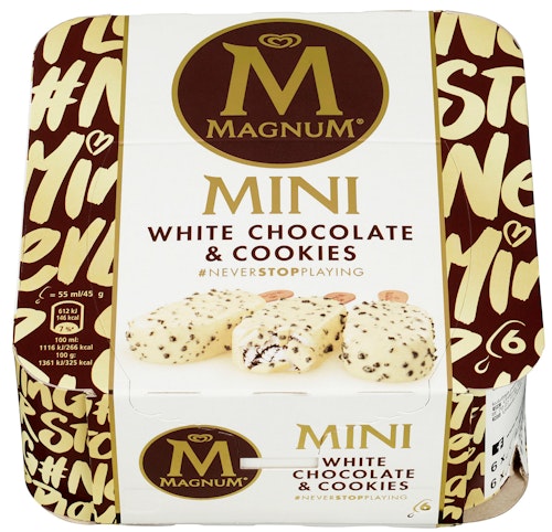 Bilde: © Magnum / Kolonial.no Magnum Magnum Mini White Chocolate Cookies 6 x 55ml, 330 ml