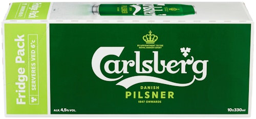Bilde: © Carlsberg / Kolonial.no Carlsberg Carlsberg Pilsner Boks, 10x0,33l, 3,3 l