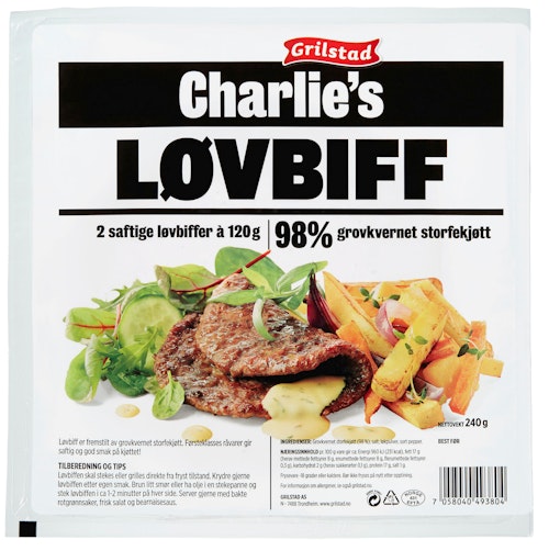 Bilde: © Grilstad / Kolonial.no Grilstad Charlie's Løvbiff 240 g