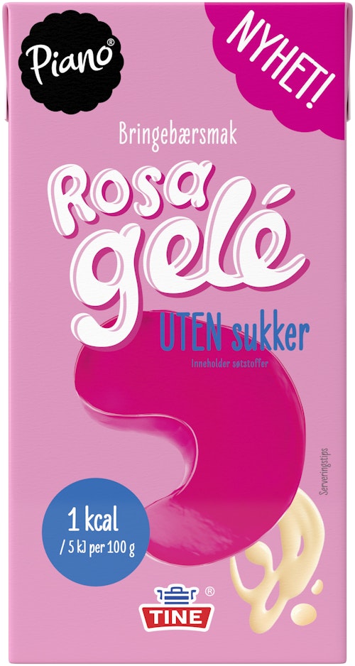 Bilde: © Tine / Oda Tine Piano Bringebærsmakgelé Uten Sukker, 0,5 l