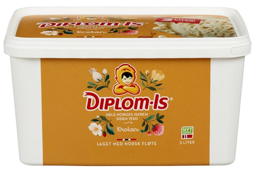 Bilde: © Diplom-Is / Kolonial.no Diplom-Is Fløte-is Krokan 2 l